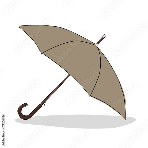 Flat vector illustration of an open umbrella, simple and clean design perfect for rain, weather, and outdoor-related graphics
