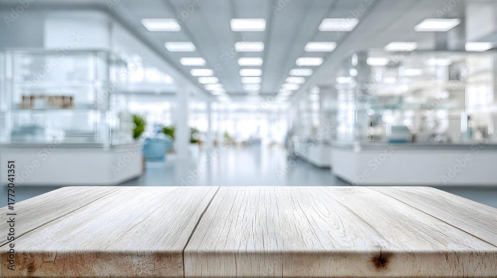 custom made wallpaper toronto digitalEmpty wooden table in a bright modern laboratory or office hallway