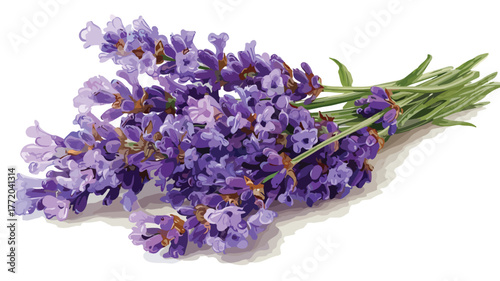 Elegant Lavender Flowers on White Background - Floral Photography