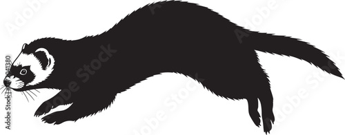 Dynamic black ferret silhouette captures agile movement for wildlife and pet designs
