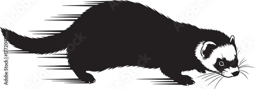 Dynamic silhouette of a ferret in motion fast energetic animal capture the speed and agility of this wild creature