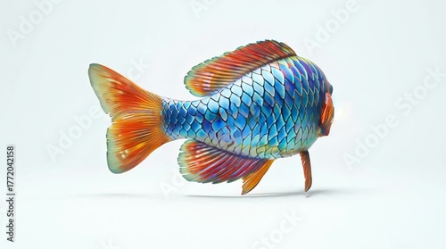 Vibrant Blue and Orange Artistic Fish Model: Perfect Marine Decoration for Interior Design and Home Decor