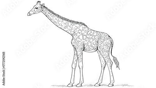 Adorable Giraffe Coloring Page for Children - Vector Illustration