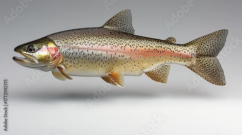 Beautiful Rainbow Trout Swimming in Aquarium: Exploring Aquatic Ecosystem and Marine Life