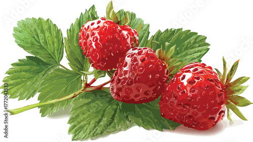 Vibrant Berries and Leaves Vector Illustration for Design Projects