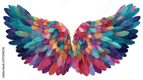 Ethereal Angel Wings and Hawk Feather Wing Pattern in Vibrant Colors