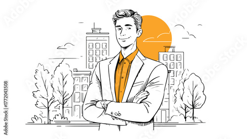 Confident Wealthy Businessman Smiling in Successful Professional Portrait