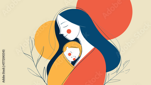 Loving Mother Cuddling Baby Vector Illustration for Parenting Blogs and Childcare Sites