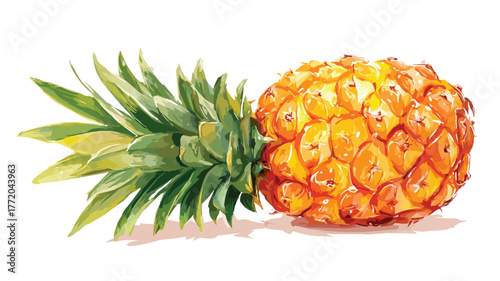 Vibrant Pineapple Fruit Dessert Vector with Outline Isolated