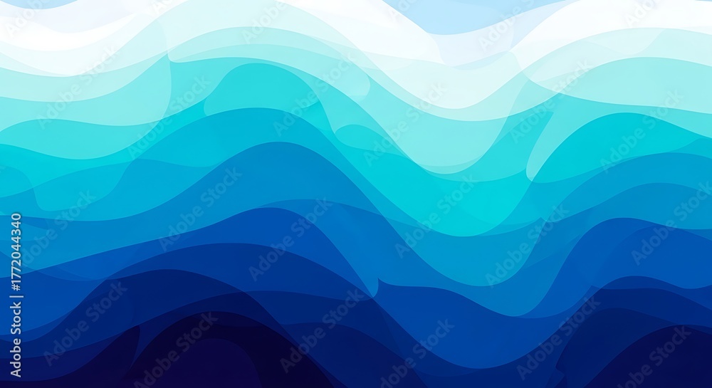 Fototapeta premium Abstract Waves of Blue and Turquoise Colors, Artistic Background.