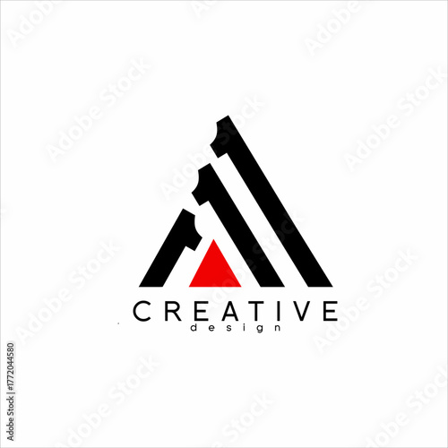 Letter M logo design with number one element.