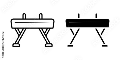 Pommel Horse icon set. Minimalist Style Pommel Horse Gymnastics Equipment Sport Illustration, a piece of gymnastics equipment. Isolated on white background.