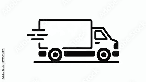 Speedy delivery truck in motion, conveying fast logistics and transportation.