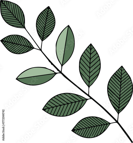 leaf branch botanical motif vector leaves stem natural pattern design