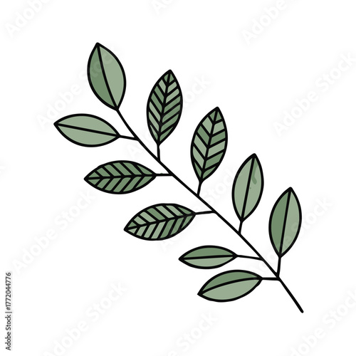 leaf branch logo-ready vector botanical stem leaves seamless tile pattern