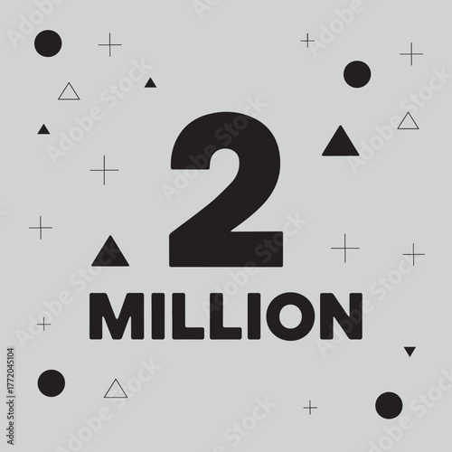 milestone 2 million celebration poster vector with geometric shapes