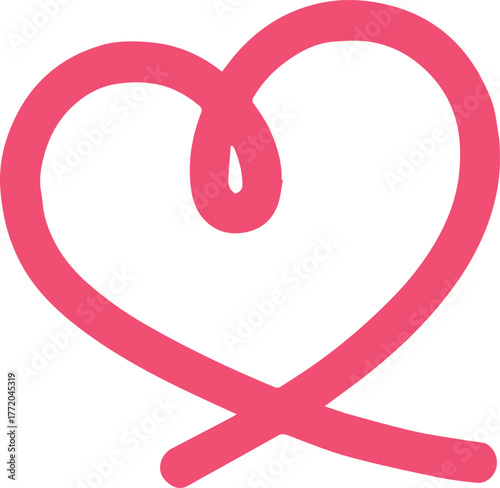 heart single line pink continuous heart symbol vector logo