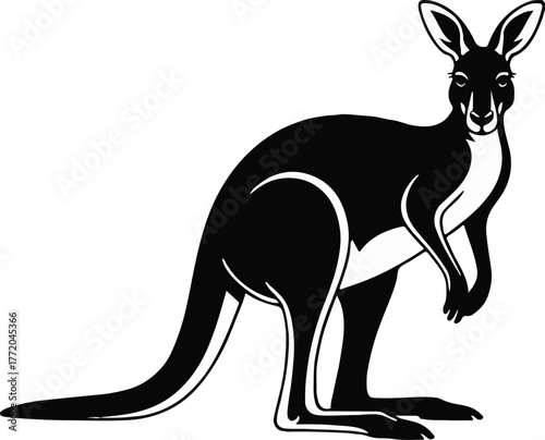 kangaroo emblem logo concept stylized marsupial illustration