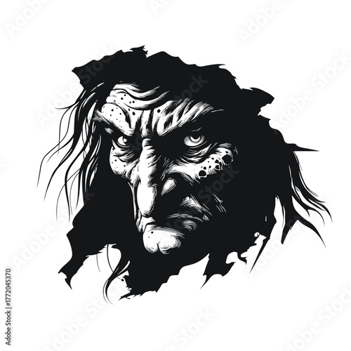 Scary witch face with warts