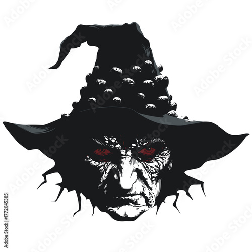 Scary witch face with warts