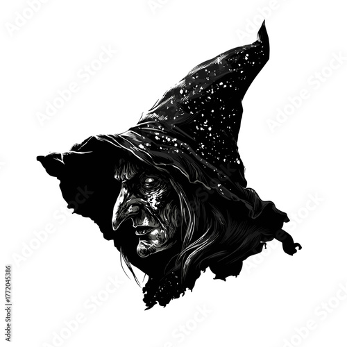 Scary witch face with warts