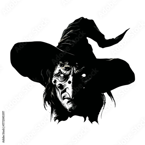 Scary witch face with warts