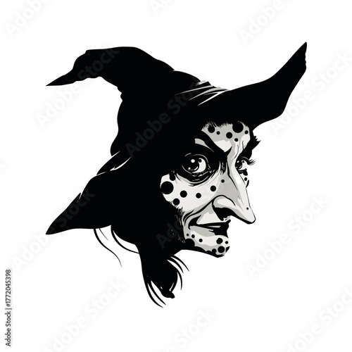 Scary witch face with warts