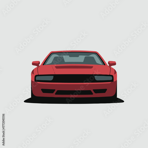 car front fascia red performance coupe windshield reflection studio