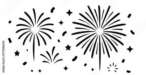 Celebratory Fireworks Display, Colorful Festive Pyrotechnics