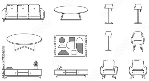 living room furniture depicting sofa chair and table arrangement in interior design setting perfect for illustrating home decor  contemporary style