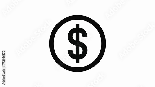 Simple black dollar sign icon symbolizing finance and economy
