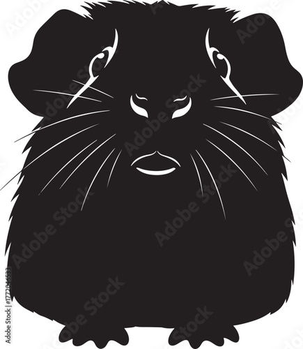 Adorable guinea pig silhouette with whiskers detailed and expressive eyes perfect for pet lovers designs