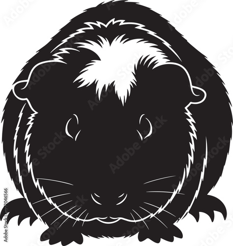 Adorable black guinea pig silhouette with white markings cute rodent pet art