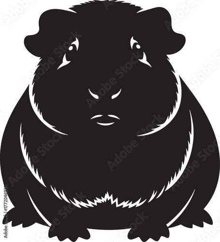 Cute black silhouette guinea pig sitting portrait adorable pet rodent wild animal farm cute rodent mammal wild animal