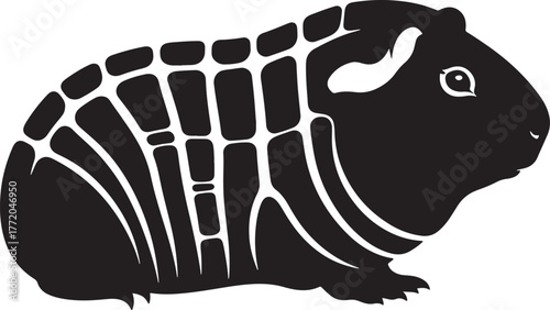 Adorable black silhouette of a guinea pig with unique grid pattern detail captivating cute rodent pet