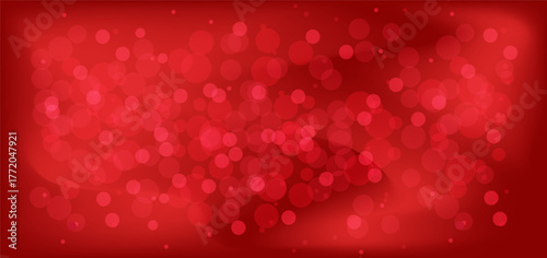 Festive abstract shiny red glitter background. Bokeh and confetti design element for Christmas and Happy New Year Banner, poster, website congratulations. Holiday party bg.