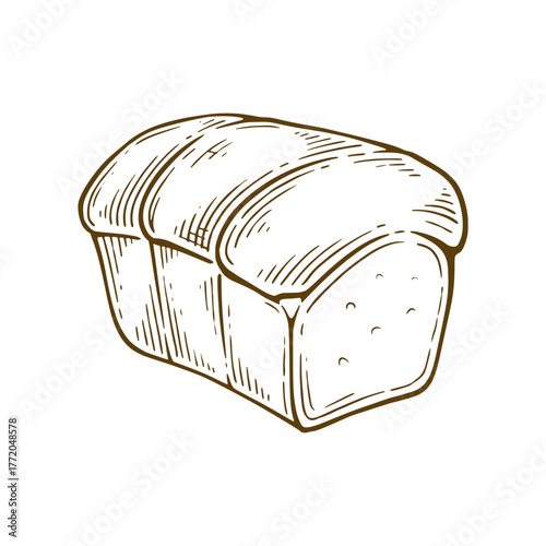 White bread hand drawn illustration. White bread vector line art