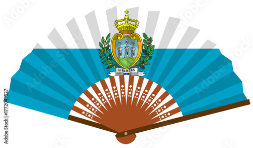 南ヨーロッパ　国旗　サンマリノ　和風　扇子