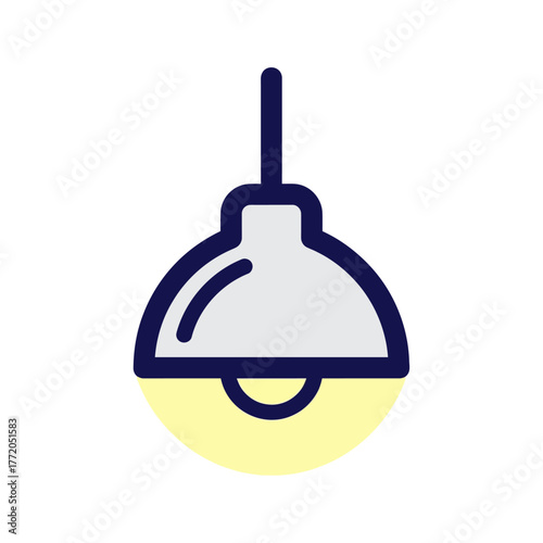 Modern Icon Vector Illustration of a hanging lamp fixture with geometric design and blue outline for interior decor visuals