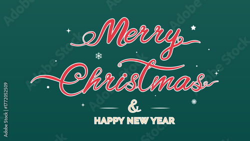 Elegant Merry Christmas and Happy New Year Hand Lettering Vector.