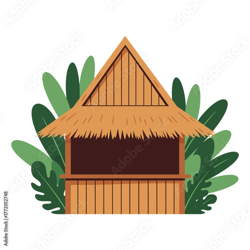 Tropical Straw Roof Kiosk Illustration Vector Isolated