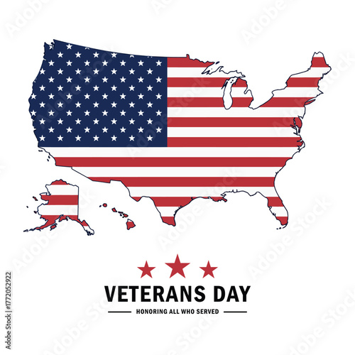 US Map Flag Veterans Day Honoring All Who Served Graphic