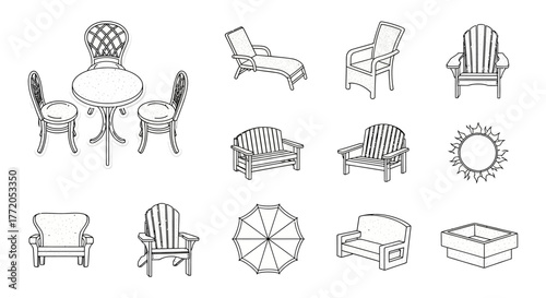 outdoor furniture a patio set with lounge chair umbrella and sun perfect for illustrating backyard relaxation and summer living concepts