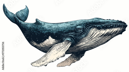 Whale Drawing with Whale Picture Vector Illustration