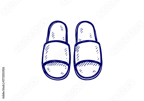Slippers hand drawn simple sketch vector illustration