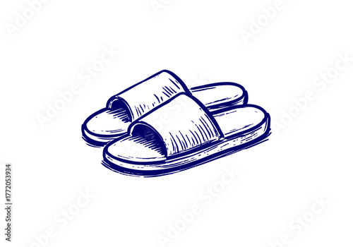 Slippers hand drawn simple sketch vector illustration