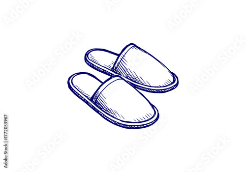 Slippers hand drawn simple sketch vector illustration