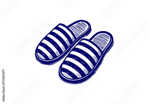 Slippers hand drawn simple sketch vector illustration