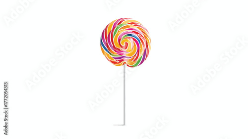 Colorful Lollipop on Stick with White Background Vector Illustration