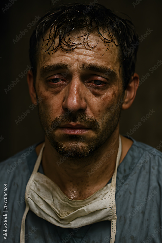 Fototapeta premium An Authentic Portrait of Complete Physical Exhaustion